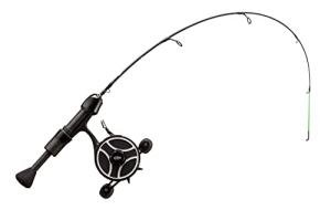 13 FISHING - The Snitch Pro/Freefall Ghost - Inline Ice Fishing Combo - 23" with Flex-Core Quick Action Tip - Left Hand Retrieve - SNPFF-23-LH Black