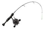 13 FISHING - The Snitch Pro/Freefall Ghost - Inline Ice Fishing Combo - 23" with Flex-Core Quick Action Tip - Left Hand Retrieve - SNPFF-23-LH Black
