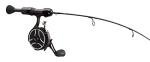 13 FISHING - The Snitch Pro/Freefall Ghost - Inline Ice Fishing Combo - 23" with Flex-Core Quick Action Tip - Left Hand Retrieve - SNPFF-23-LH Black