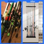 Cooltto Fishing Rod Holders Wall-Mounted 2 Pairs, Simple Deluxe Fishing Pole Holder & Rack Store up to 12 Rods or Combos for Garage & Boat (Vertical, Black)