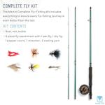 Martin Complete Fly Fishing Rod and Reel Combo Kit, 5/6-Weight 8-Foot 3-Piece Moderate Action Fiberglass Rod, Single Action Rim Control Reel, 6-Weight Line, 6-Piece Fly Assortment, Brown/Green