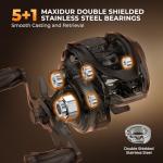 KastKing Lethal Blaze Baitcasting Fishing Reel, 7.3:1 High-Speed Gear Ratio, Low-Profile Baitcaster, Lightweight Glass Fiber-Infused Nylon Frame, Freshwater & Inshore Bass Fishing Reel