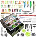4 Layers Fishing Tackle Box, 605Pcs Fishing Gear Kit with Lures, Small Tool Kit Containing Gripper, Hook Remover, Plier, Accessories, Greeting Cards, Complete Fishing Box for Beginners, Adults