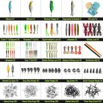 4 Layers Fishing Tackle Box, 605Pcs Fishing Gear Kit with Lures, Small Tool Kit Containing Gripper, Hook Remover, Plier, Accessories, Greeting Cards, Complete Fishing Box for Beginners, Adults