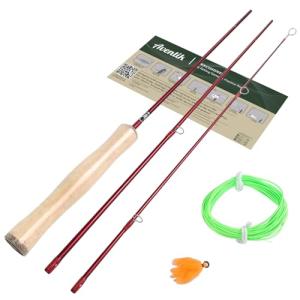 Aventik 4'0'' Practice Fly Rod for Beginners Casting 3 Pieces Game Fly Fishing Rod(with Traditional Fly Line)