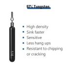 Fishfun 12Pcs Tungsten Drop Shot Weights Sinkers for Bass Fishing, Tungsten Dropshot Fishing Weights, Black Tie On Skinny, 1/8 oz