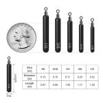 Fishfun 12Pcs Tungsten Drop Shot Weights Sinkers for Bass Fishing, Tungsten Dropshot Fishing Weights, Black Tie On Skinny, 1/8 oz