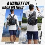 Piscifun Fishing Tackle Backpack with Rod & Gear Holder, Lightweight Outdoor Water-Resistant Fishing Shoulder Storage Bag, Black