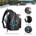 Piscifun Fishing Tackle Backpack with Rod & Gear Holder, Lightweight Outdoor Water-Resistant Fishing Shoulder Storage Bag, Black