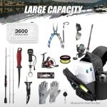 Piscifun Fishing Tackle Backpack with Rod & Gear Holder, Lightweight Outdoor Water-Resistant Fishing Shoulder Storage Bag, Black