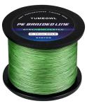 YUMEOWL Braided Fishing Line, No Stretch-Super Strong-Abrasion Resistant Line, 4 Strand, Moss Green, 164YDS, 4LB, 0.05MM