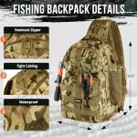 PLUSINNO Fishing Backpack with Tackle Boxes, Waterproof Fishing Sling Tackle Bag For Fishing Gear With Rod Holder, Fishing Gifts for Men With Fishing lures, Fishing pliers.