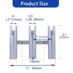 Marinebaby Fishing Boat Rod Holder Aluminum, 3/4 Link Tube Aluminum Rod Rack, Suit Boats & Yacht Silver & Blue (Silver:3 Tube)