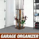 Ghosthorn Fishing Rod Holders for Garage 360 Degree Rotating Fishing Pole Rack, Floor Stand Holds up to 16 Rods Wood Fishing Gear Equipment Storage Organizer, Fishing Gifts for Men