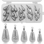 Fishing Weights Sinkers Kit, 25pcs 5 Sizes Bass Casting Drop Shot Weights Lead Fishing Weights Fishing Assortment for Saltwater Freshwater Fishing