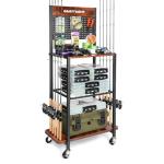 Ghosthorn Fishing Rod Holders for Garage Fishing Pole Holders Fishing Rack Hold up to 10 Rods Fishing rod Storage with Pegboard Hooks Fishing Rod Rack on wheels Fishing Pole Organizer Fishing Gear