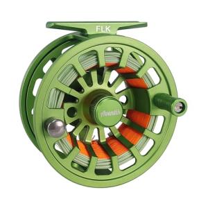 Aventik FLK Fly Fishing Reel Aluminum Trout 3/5, 5/7, 7/9wt Large Arbor Freshwater Fly Reel with Line (Green 5/7 with Line)