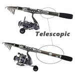 Sougayilang Telescopic Fishing Rod Reel Combos with Carbon Fiber Fishing Pole Spinning Reels and Fishing Accessories for Travel Ocean Saltwater Freshwater Fishing(1.8M/5.91FT)