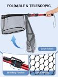 Upgraded Foldable Floating Fishing Net, Tangle-Free Coated Landing Net Extends from 27-35" with Telescoping Pole Handle, Fishing Gear for Ranger Boat, Kayak & Trout Salmon Bass Fishing, Gifts for Men