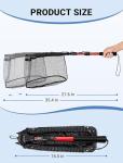 Upgraded Foldable Floating Fishing Net, Tangle-Free Coated Landing Net Extends from 27-35" with Telescoping Pole Handle, Fishing Gear for Ranger Boat, Kayak & Trout Salmon Bass Fishing, Gifts for Men