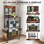 Ghosthorn Fishing Rod Holders for Garage Fishing Pole Holders Fishing Rack Hold up to 10 Rods Fishing rod Storage with Pegboard Hooks Fishing Rod Rack on wheels Fishing Pole Organizer Fishing Gear