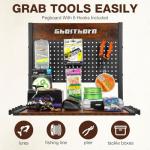 Ghosthorn Fishing Rod Holders for Garage Fishing Pole Holders Fishing Rack Hold up to 10 Rods Fishing rod Storage with Pegboard Hooks Fishing Rod Rack on wheels Fishing Pole Organizer Fishing Gear