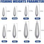 Drop Shot Fishing Weights Sinkers Teardrop Weights Bass Fishing Sinkers for Freshwater Saltwater Fishing Gear 1oz to 8oz