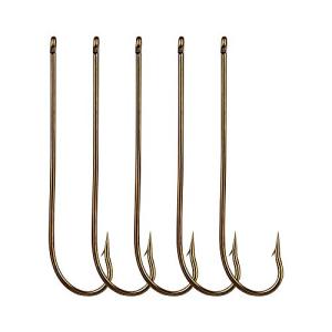 100pcs Long Shank Fishing Hooks High Carbon Steel Fly Tying Jig Hooks Super Sharp Barbed Hook Tips Tan Color 13 Sizes for Choice