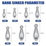 Fishing Weights Sinkers Bank Sinkers Bullet Weights for Surf Fishing Pier Bank Fishing Saltwater Fishing Gear 1oz to 8oz