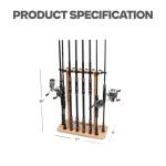 VEYWANE Fishing Rod Storage Racks, 100% Wood Floor Stand Fishing Pole Holders for Garage of 14 Rods or Combos