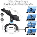 Hitorhike Fishing Rod Holder with Aluminum Alloy Base and One-Click Lock System Fits Round Square Tubes 0.59"~4.53" Enlarged Clamp Range for Bank Boat Kayak Fishing Rod Holder(2 Pack)