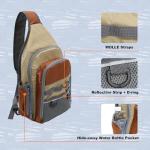 MYDAYS Fishing Sling Tackle Storage Bag, Lightweight Outdoor Sling Tackle Backpack for Fishing Gear and Equipment (Khaki)