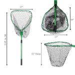 UMT Telescopic Fishing Landing Net (3.6–5 ft) — 17" x 19" Large Hoop, 21" Deep Silicone Rubber Mesh, for Freshwater & Saltwater, Green