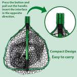 UMT Telescopic Fishing Landing Net (3.6–5 ft) — 17" x 19" Large Hoop, 21" Deep Silicone Rubber Mesh, for Freshwater & Saltwater, Green