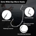 FishTrip 50pcs EWG Fishing Hooks, Bass Fishing Hooks, Offset Worm Hooks, Texas Rig Hooks, Live Bait Hooks, Size 1/0
