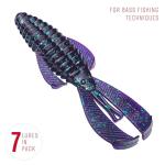 Strike King Rage Bug Fishing Lure, Soft Plastic Craw, Junebug, 4-Inches, 7-Pack