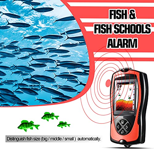Atibin Wired Portable Fish Finder Display Handheld Monitor Depth Finder Transducer Sonar Sensor Fish Finders LCD Screen