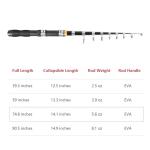 Telescopic Rod, Collapsible Extendable for Saltwater & Freshwater, Lightweight and Compact Design, 6.2 Feet