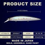 LUCKY CRAFT Surf Pointer 115MR Saltwater Fishing Lures for Halibut and Stripped Bass, Long Casting Jerkbait, Sinking Surf Fishing Gear, Fish Accessories for Tackle Box, 765 MS Anchovy
