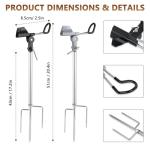 Stedan 2 Pack Fishing Rod Holders Multifunctional Stainless Steel Stand, Ground Fishing Rod Pole Brackets Texture 360 ° Adjustable & Detachable Easy to Carry, Fish Pole Holders for Ground, Beach