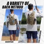 Piscifun Fishing Backpack with Rod Holder, Lightweight Sling Tackle Bag Storge Gear and Equipment, Standard Khaki Camouflage