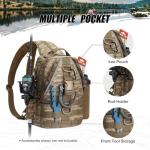 Piscifun Fishing Backpack with Rod Holder, Lightweight Sling Tackle Bag Storge Gear and Equipment, Standard Khaki Camouflage