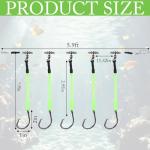 Soulchen 2 Pcs Giant Saltwater Fishing Rig Set - 5 Hooks 6/0 High Carbon Steel Shark Hooks, Glow-in-The-Dark Fluorescent Green