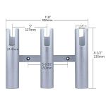 Wall Mount Fishing Rod Holder for Boat, Aluminium 3 Tubes Linked Fishing Rod Rack, Surf Fishing Pole Holders for Garage, Boat Rod Holder for Marine Yacht RV Home