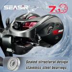SEASIR DCast Baitcaster Reel, Digital Control Fishing Reel, Ultralight Baitcasting Reel, Freshwater Saltwater, 6.7oz, Max Drag 18.5LB, 7.3:1, 7+1 BB, Carbon Fiber Washer, Grey & Red