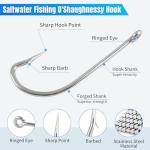 Saltwater Fishing J Hooks,35pcs O'Shaughnessy Forged Stainless Steel 34007 Extra Strong Trolling Long Shank Fishing Hooks for Sea Bass Striper Snapper Saltwater Freshwater