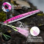 Goture Fishing Jigs,60g 80g 100g 150g Vertical Jig Saltwater Freshwater, Jig Fishing Lures with Double Assist Hooks, Speed Fast Fall Jigs Jigging Spoon Lures, Gifts for Men