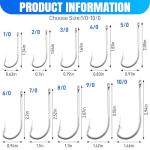 Saltwater Fishing J Hooks,35pcs O'Shaughnessy Forged Stainless Steel 34007 Extra Strong Trolling Long Shank Fishing Hooks for Sea Bass Striper Snapper Saltwater Freshwater