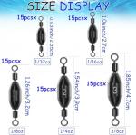 15Pcs Fishing Weights Swivel Bullet Sinkers Brass Fishing Weights Saltwater Freshwater Bass Sinker Fishing Weights with Swivel Rolling (1/4oz)