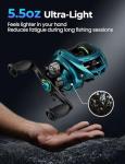 Piscifun Torrent Lite Ultra-Light Baitcasting Reel, 5.5 oz Carbon Body, 7.1:1 Gear Ratio, Low Profile 40mm Design, Smooth & Easy Control Fishing Reel for Bass, Creeks & Freshwater, Right, Teal